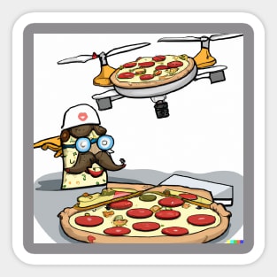 Drone Pizza Delivery - AI drawing Sticker